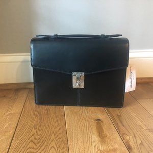Salvatore Ferragamo Black Leather Briefcase/Clutch
